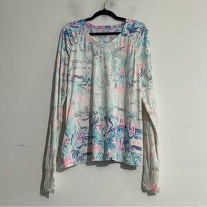 Lilly Pulitzer Tarah Sunguard Athletic Long Sleeve Top UPF Size XL Outdoor Beach